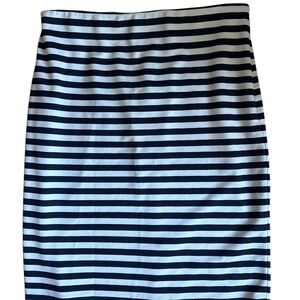 The Limited Navy Blue and White Striped Pencil Skirt 4 Slit Back Comfy